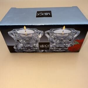 Mikasa Sparkling Star Votive Candle Holders Pair QQ227 UNUSED OPEN BOX